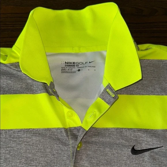 Like New Nike Neon Yellow and Gray Golf Polo Shirt - Picture 3 of 4